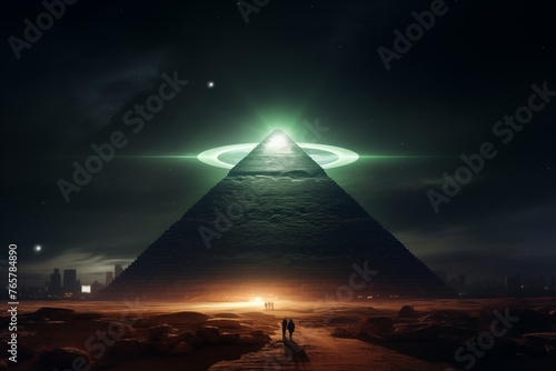 The pyramid has a strange light at the top