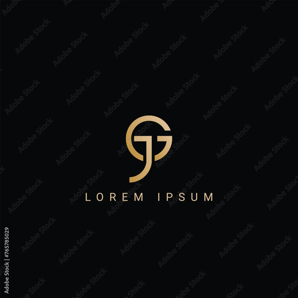 Minimal creative initial based GJ logo and JG logo. Letter JG GJ creative elegant monogram white color on black background Minimal creative initial based GJ logo and JG logo. Letter JG GJ creative elegant monogram white color on black background