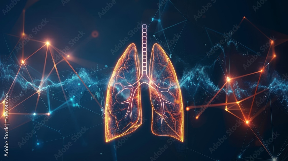 Abstract human lung shape with cardio pulse line - obrazy, fototapety, plakaty 