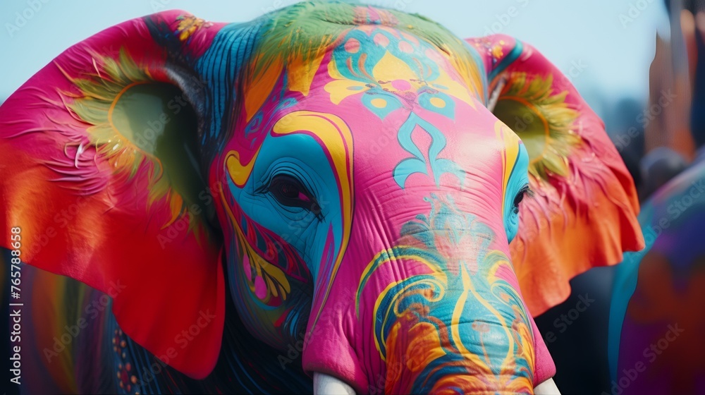 Close up view of an elephant head at the annual Elephant Parade in Kuala Lumpur.