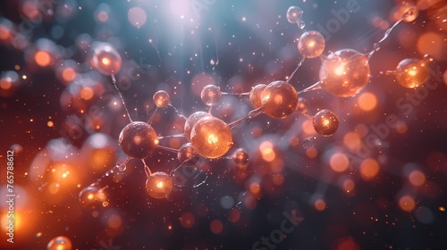 A cinematic view of atoms bonding together to form molecules, showcasing the intricate interplay of electrons and nuclei in chemical reactions photo