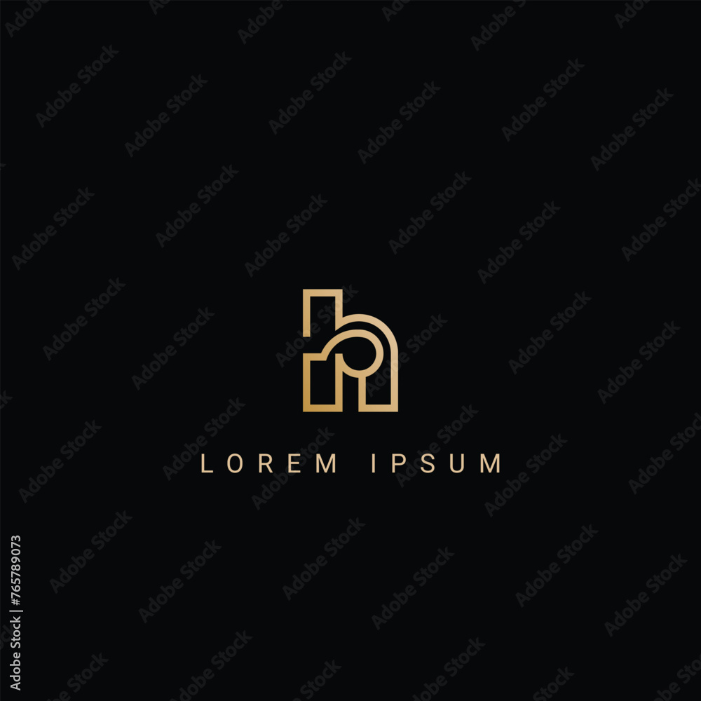 Minimal creative initial based HR logo and RH logo. Letter HR RH creative elegant monogram white color on black background Minimal creative initial based HR logo and RH logo. Letter HR RH creative elegant monogram white color on black background