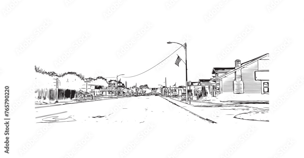 Obraz premium Print Building view with landmark of Springdale is the most populous city in United States. Hand drawn sketch illustration in vector.