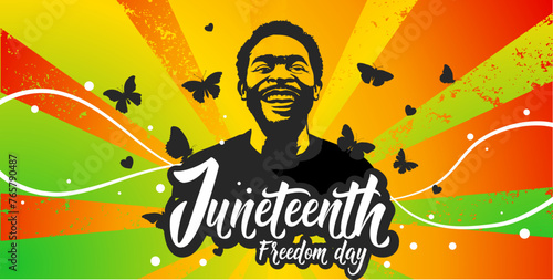  Juneteenth banner. Freedom day. Juneteenth Independence Day.