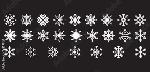 Snowflakes icons. White Snowflake. Snowflakes template. Snow winter. Snowflakes icons. Snowflake vector icon set of 25 Element
