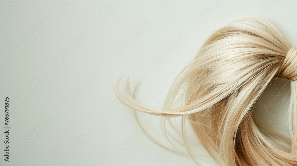 Lock of hair close up on white background. Hair style.