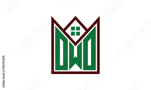 OWO initial letter builders real estate logo design vector. construction, housing, home marker, property, building, apartment, flat, compartment, business, corporate, house rent, rental, commercial