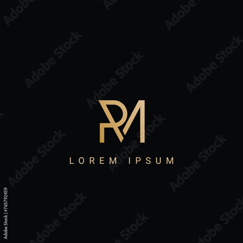 Minimal creative initial based PM logo and MP logo. Letter PM MP creative elegant monogram white color on black background