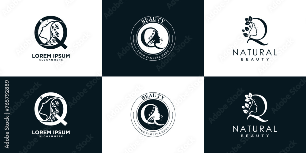letter logo Q design collection with nature beauty concept premium vector