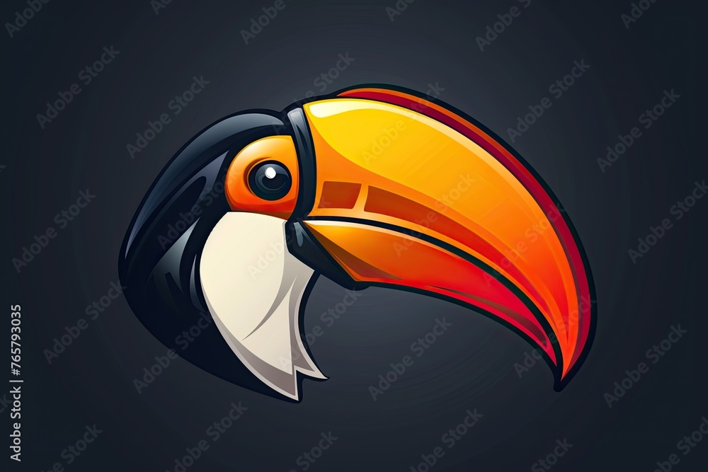 Fototapeta premium Toucan cartoon animal logo, illustration