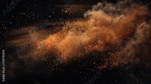 Dynamic sand particles explosion photo
