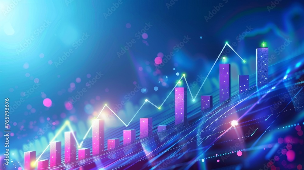 Financial graph with uptrend line and arrows