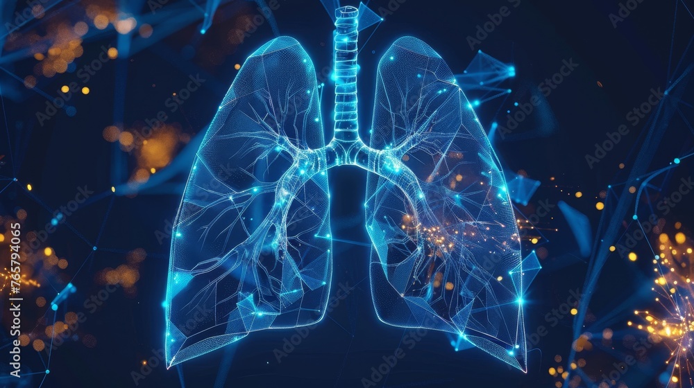 Futuristic illustration of human lungs - obrazy, fototapety, plakaty 