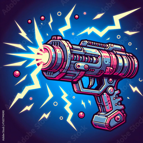 Energy Laser Blaster - Dynamic Illustration of a Laser Weapon Blast.
