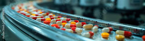 A counterfeit pill manufacturing scene shown in meticulous detail with ingredients