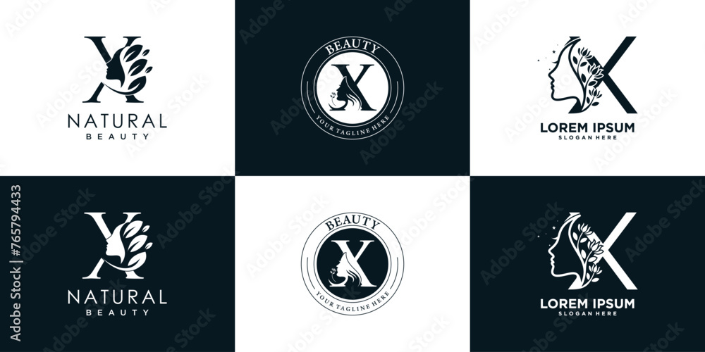 letter logo X design collection with nature beauty concept premium vector letter logo X design collection with nature beauty concept premium vector