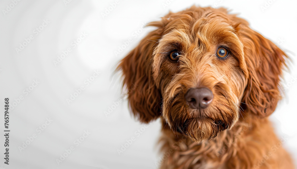 Brown Terrier Dog with Red Fur in portrait shot in studio 