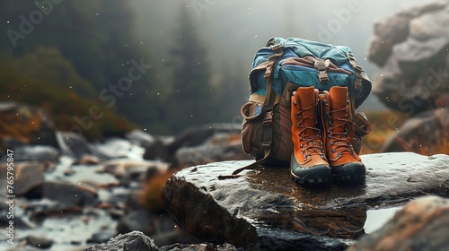 boots and backpack of a hiker