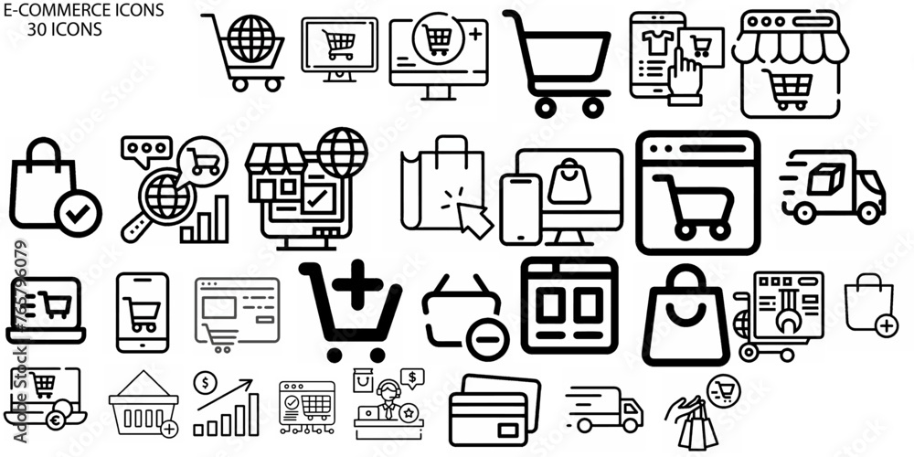 Set of E-Commerce and Shopping vector line icon