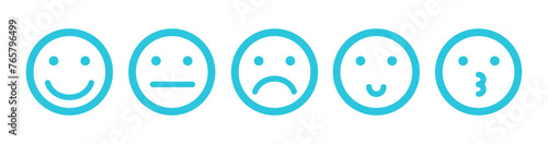 Emotions emoji icons, emoticon feelings, isolated on white background, from blue icon set.