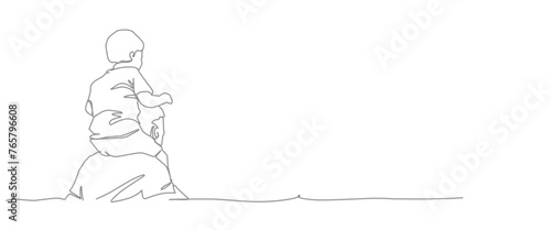 Wallpaper Mural Fathers day icon in line art style. Fathers day symbol. Fathers day icon for background. Father with daughter in the garden. Torontodigital.ca