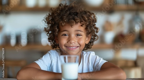 The children are joyfully drinking milk with their parents, enjoying quality time together.