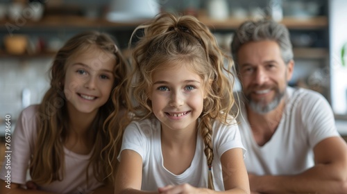 The children are joyfully drinking milk with their parents, enjoying quality time together.
