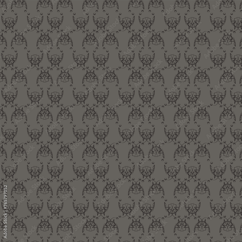 Seamless pattern. Background. Black openwork on a gray background. Flyer background design, advertising background, fabric, clothing, texture, textile pattern.