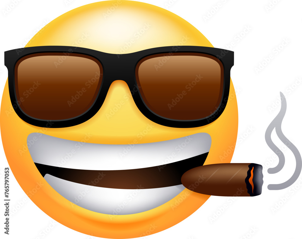 Face With Sunglasses Smoking Cigar Emoticon Icon Face With Sunglasses Smoking Cigar Emoticon Icon
