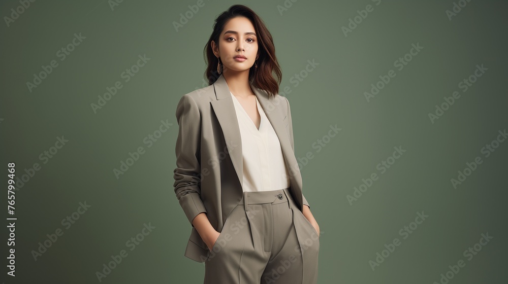 Picture a confident Vietnamese woman in her 20s exuding creativity and assurance. Picture a confident Vietnamese woman in her 20s exuding creativity and assurance.