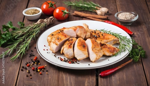 baked chicken fillet with spices and herbs