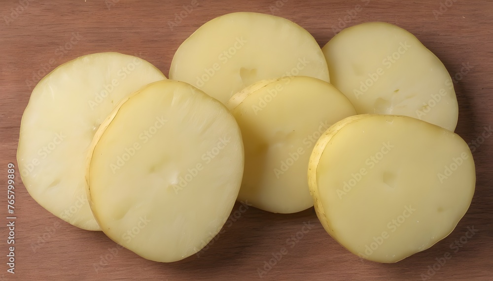 fresh and raw potato slices
