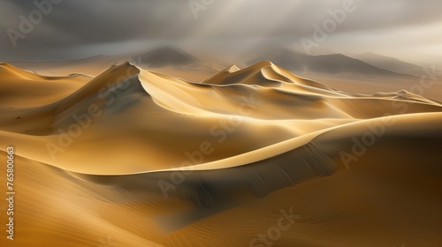 Picture a vast and arid desert landscape, where endless dunes stretch as far as the eye can see. Capture the solitude and beauty of the desert  © Wajid