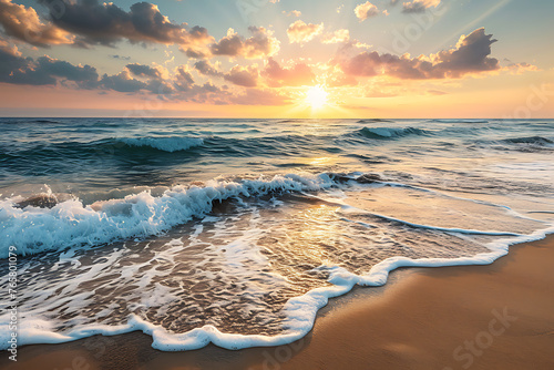 sunset over the sea sunset on the beach © khan