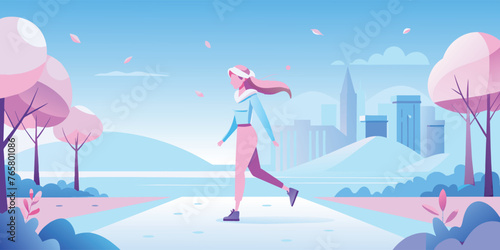 a illustration of a walking girl