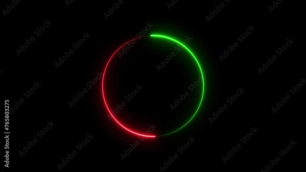 Abstract beautiful red green neon circle loading bar animated background. Abstract beautiful red green neon circle loading bar animated background.