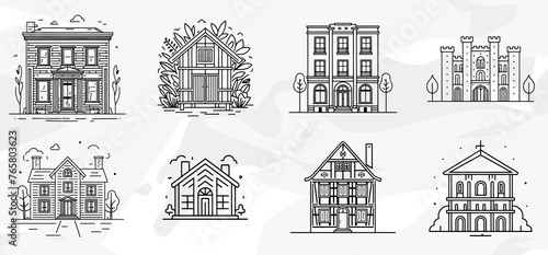 Vielseitiges Vektorgrafik-Bundle: 8 beeindruckende Symbol-Illustrationen von Gebäuden