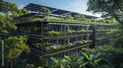 Modern Eco-conscious Office Building with Green Features