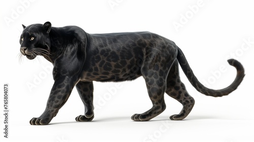 Render a powerful image of a Black Panther against a pristine white background  © Wajid