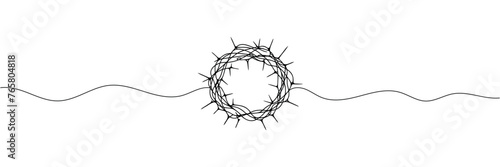 Continuous one line drawing of Christ's crown of thorns. photo