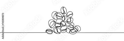 One continuous line draws coffee beans.