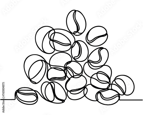 One continuous line draws coffee beans.