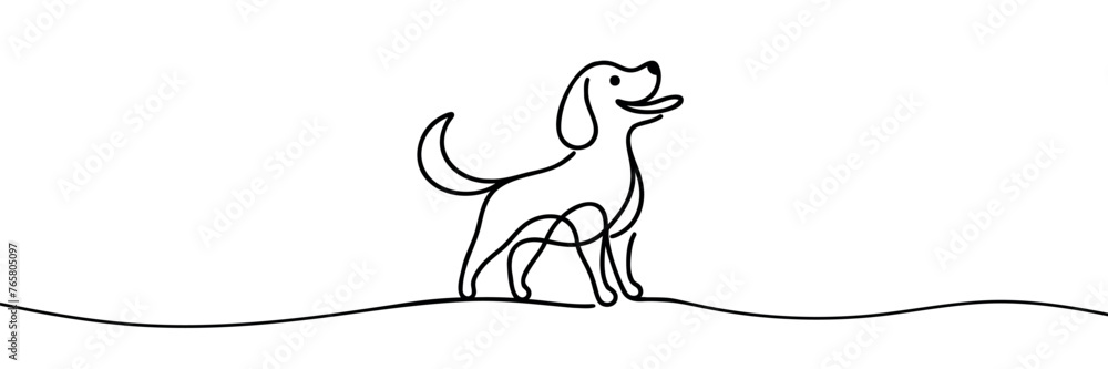 Dachshund dog running design silhouette. Continuous one line drawing. Hand drawn minimalism style vector illustration