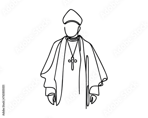 One continuous line drawing of a male priest.