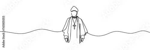 One continuous line drawing of a male priest.