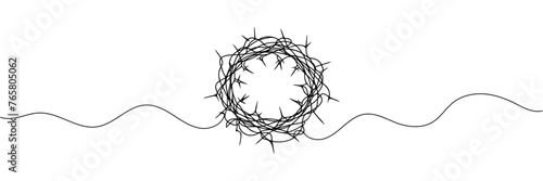 Continuous one line drawing of Christ's crown of thorns.