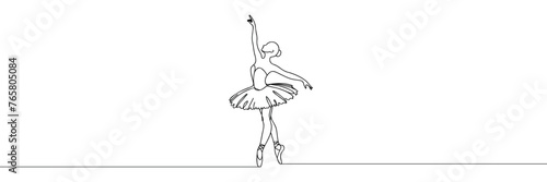 continuous line drawing of woman ballet dancer.