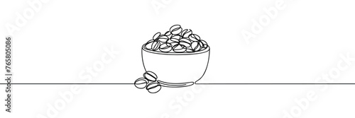 One continuous line draws coffee beans.