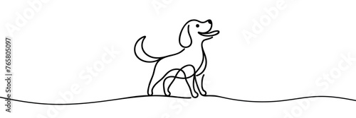 Dachshund dog running design silhouette. Continuous one line drawing. Hand drawn minimalism style vector illustration © dariachekman