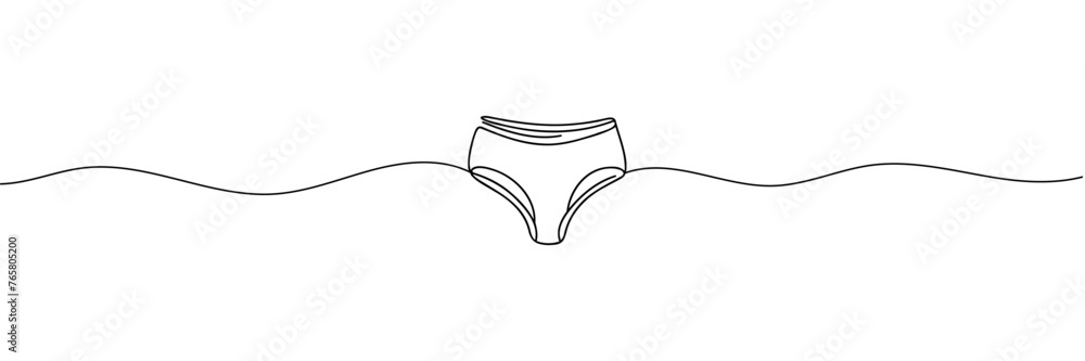 Vector abstract continuous one single simple line drawing icon of panties in silhouette sketch - obrazy, fototapety, plakaty 